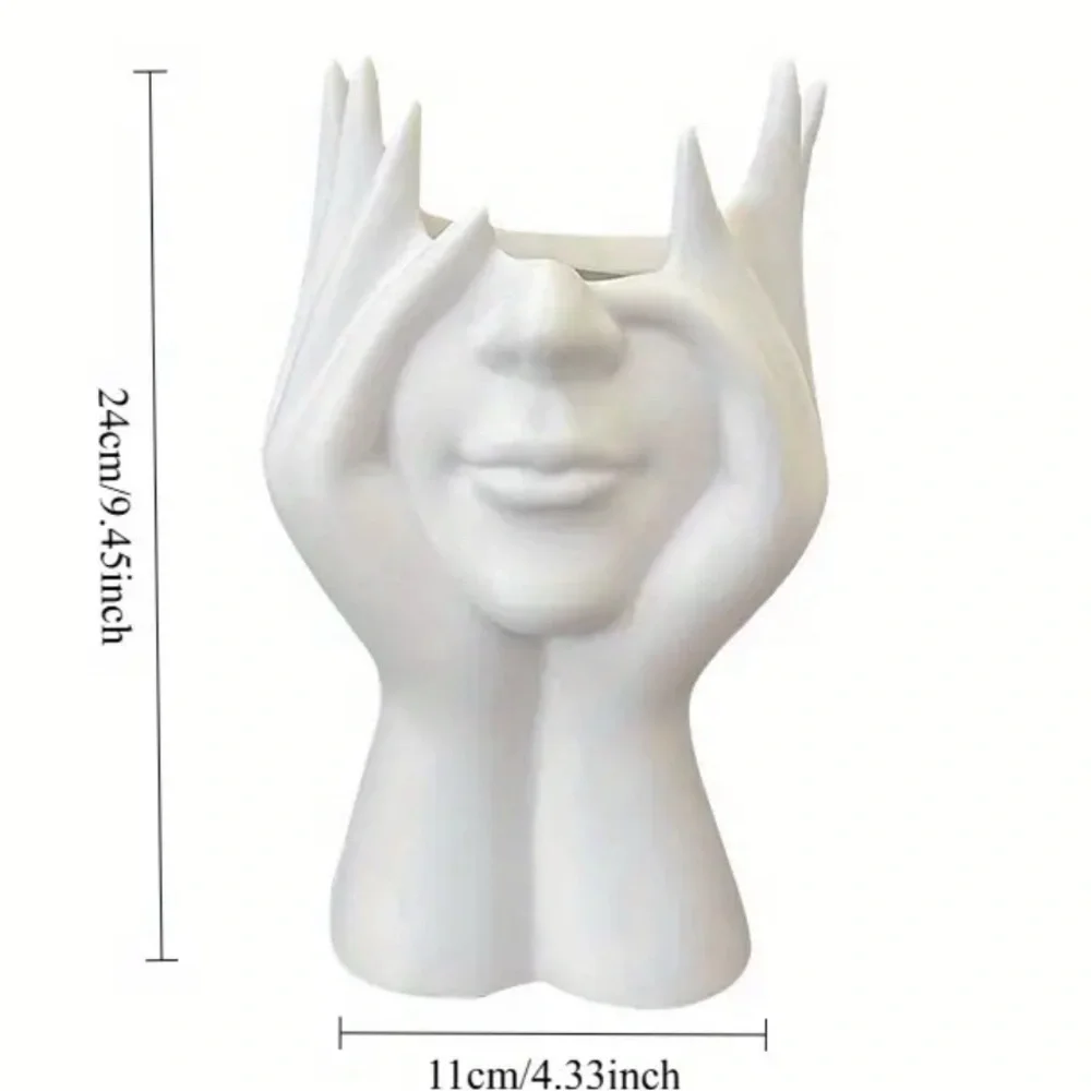 White Face Sculpture Vase (resin)